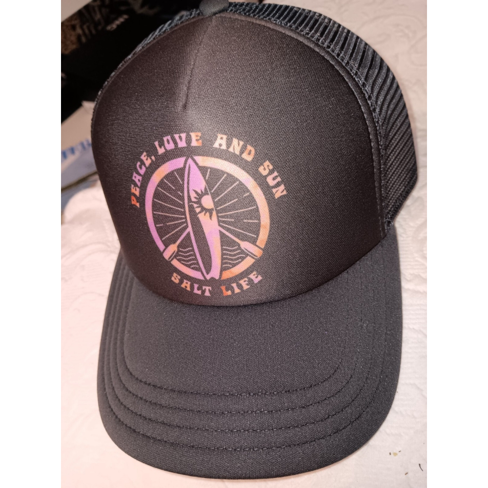 SALT LIFE LIVE SALTY MEN'S EBONY BLACK LOGO BLACK MESH BALL CAP HAT OSFM $24 NWT